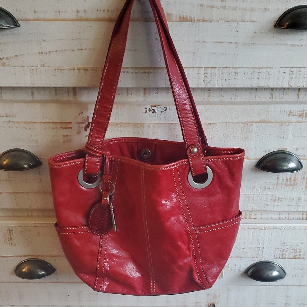 Fossil Hathaway Tote Red Leather